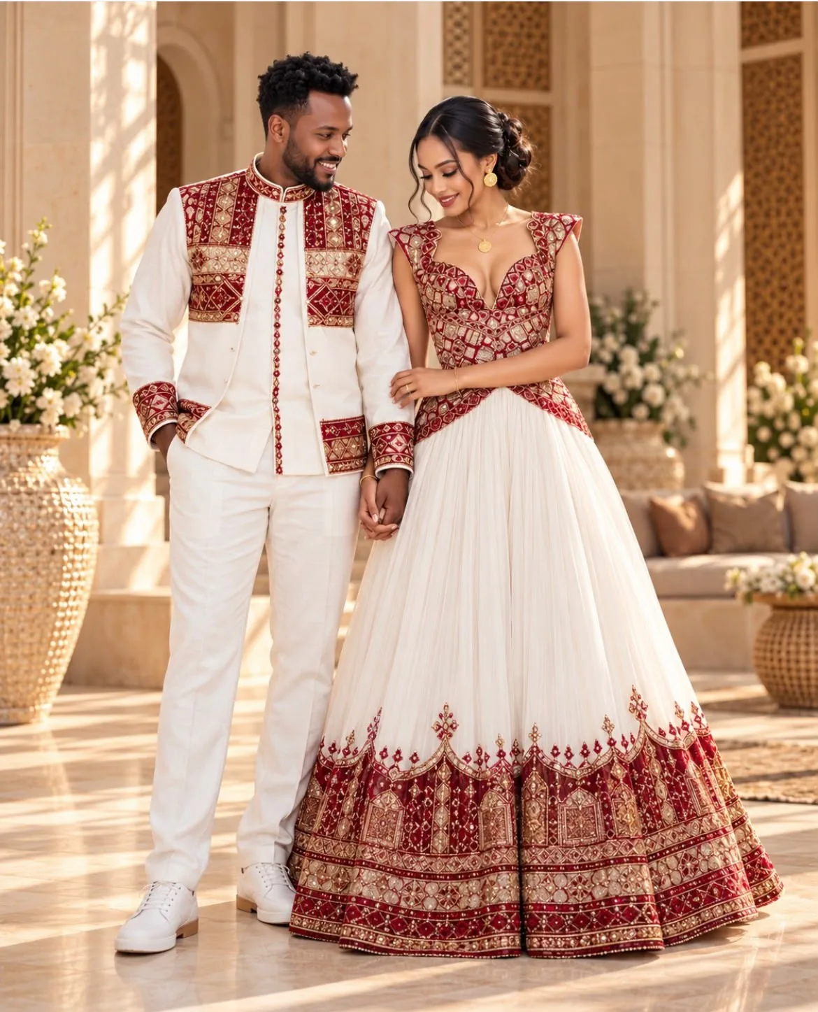 Style example: white habesha kemis with tilf embroidery